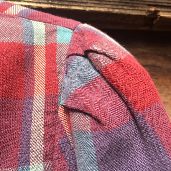 SOLD Poet Sleeve Plaid Button Down Shirt - Picture 5 of 7